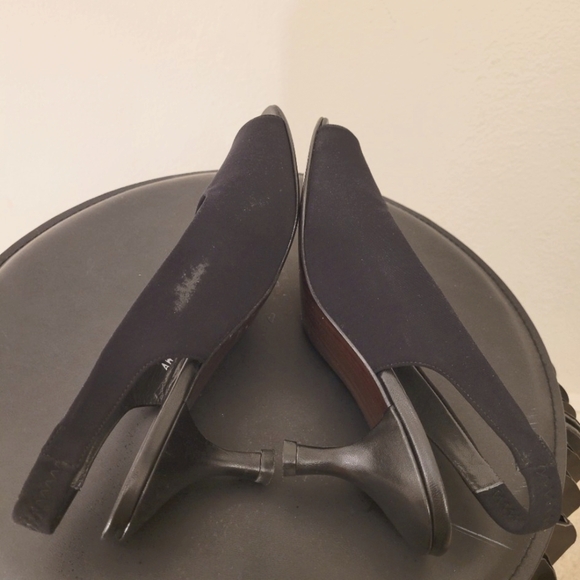 Stuart Weitzman Black Suede Open-Toe Slingback Heels Sz. 7 M - Picture 12 of 12